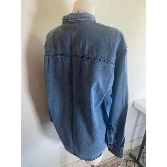 Vintage 90’s Denim Shirt Long sleeve Handmade Patchwork Embroidered 0200 - Picture 7 of 10